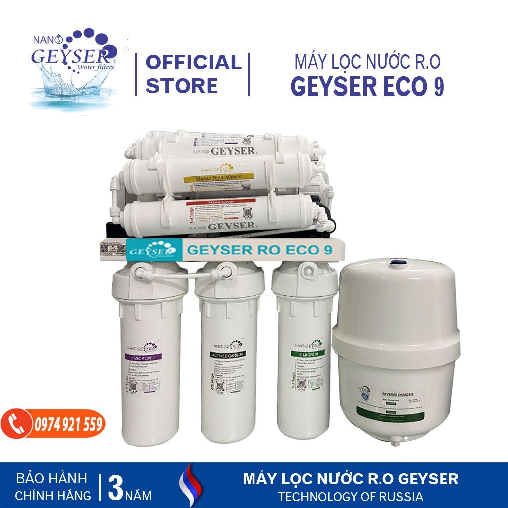 [Chính hãng-Cao cấp-Bảo hành 36 TH-Đổi mới] Máy lọc nước công nghệ Nga Geyser RO Eco 9
