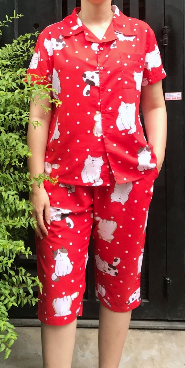 Pijama lửng cho nữ vải Kate thái mềm đẹp không nhăn nhàu tiện dụng dễ mặc size 50-65kg nhiều mẫu xinh xắn