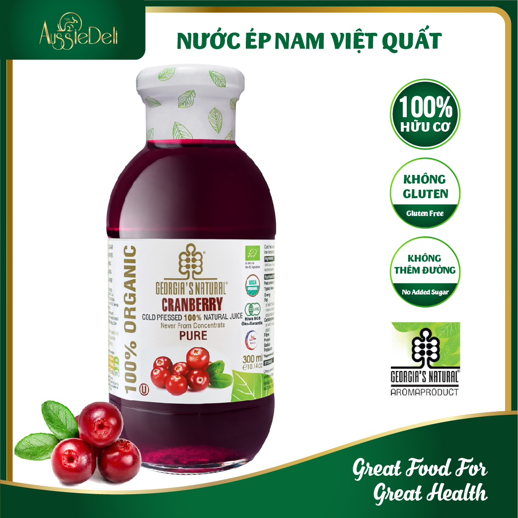 Nước Ép Lạnh 100% Hữu Cơ Nam Việt Quất Cranberry Juice - Georgia s Natural