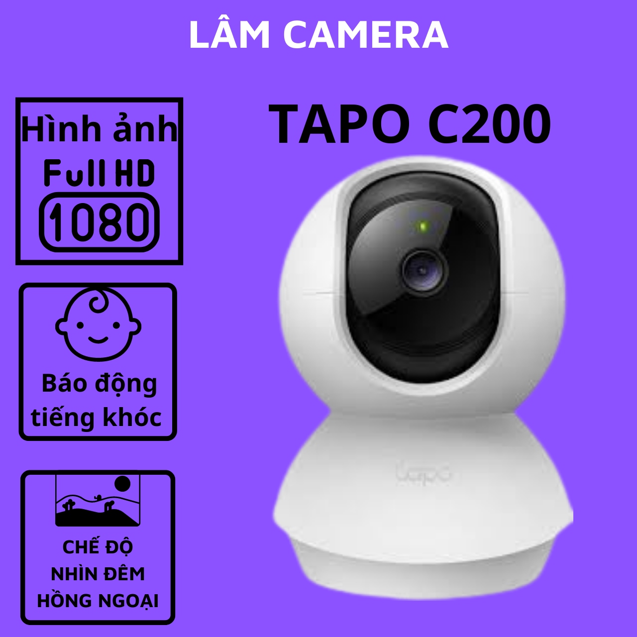 Camera wifi TP-Link Tapo C200 Full HD 1080P Xoay 360 độ Đàm Thoại 2 chiều
