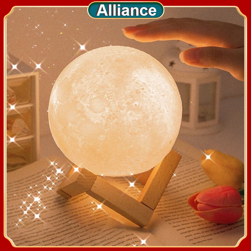 Alliance Đèn LED Ngủ Mặt trăng 3D Đèn Để Bàn Trang Trí Nội Thất Độc Đáo