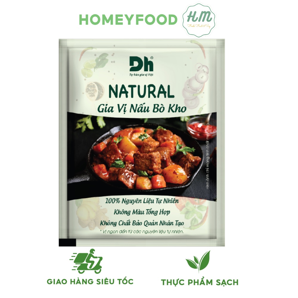Gia vị nấu bò kho Natural DH Foods nêm sẵn thành phần tự nhiên gói 10gr