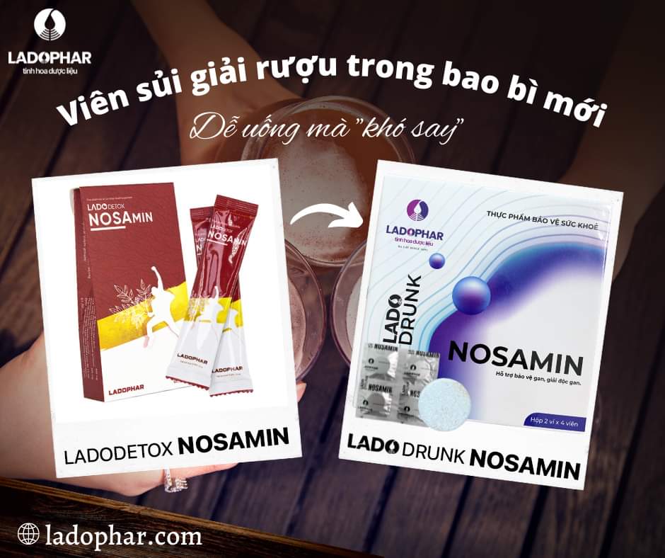 NOSAMIN - LADOPHAR- SẢN PHẨM GIẢI RƯỢU BIA BẢO VỆ GAN- Lado Drunk Nosamin