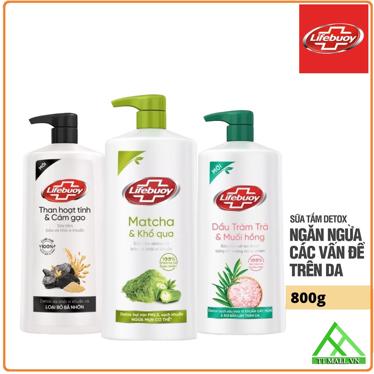 Sữa tắm Lifebuoy Detox và Bảo vệ khỏi vi khuẩn chai 800g