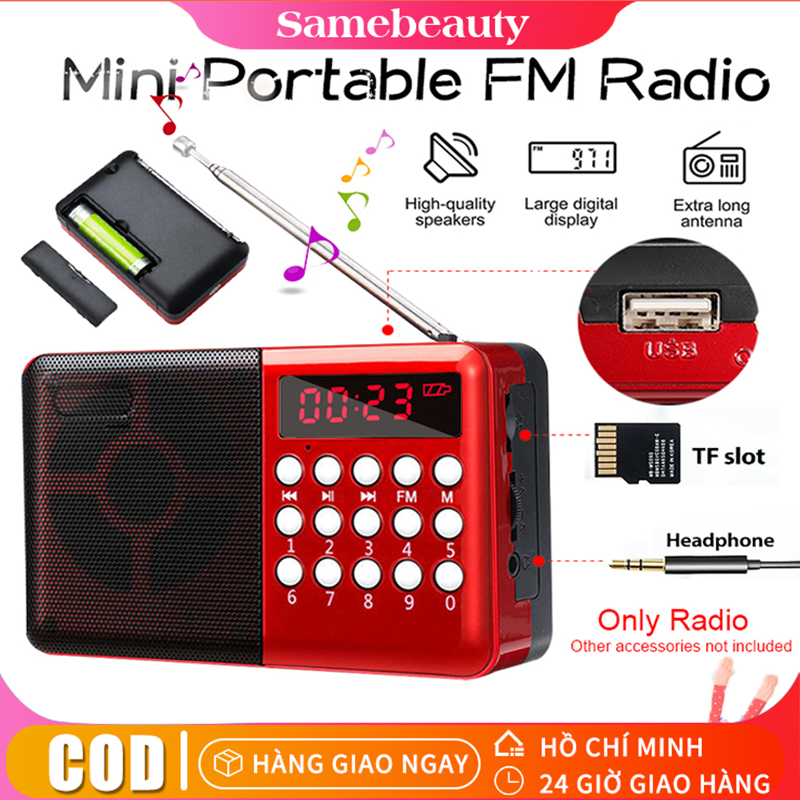 HCM/ĐÀI RADIO FM NGHE NHẠC QUA USB VÀ THẺ NHỚĐài Phát Thanh Kỹ Thuật Số Loa Di Động Mini FM Radio USB