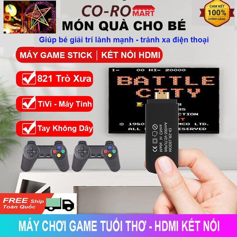 Máy chơi game cầm tay nes 821 trò hdmi, tay cầm không dây