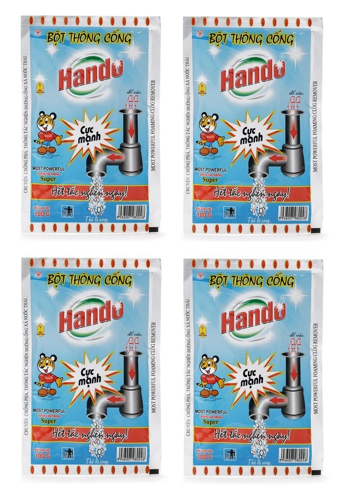 Combo 4 gói bột thông tắc cống,đường ống nước thải Nội Địa Hando 100Gr