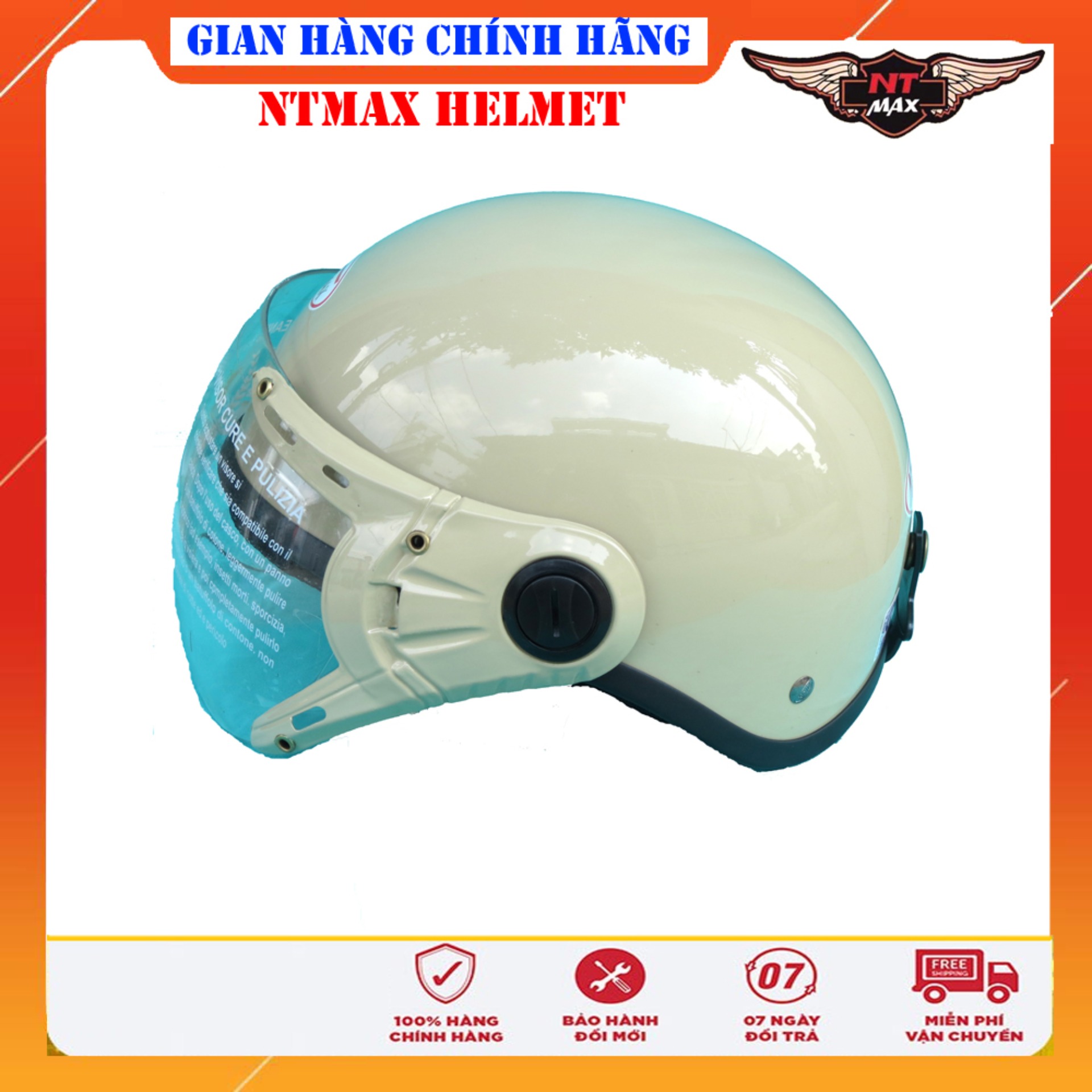 Mũ bảo hiểm NTMAX nửa đầu kính (nhiều màu)