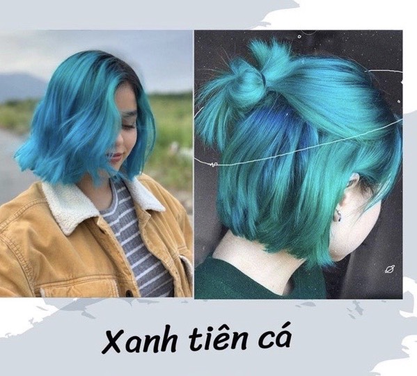 Thuốc nhuộm tóc màu Xanh tiên cá + Tặng trợ nhuộm, gang tay