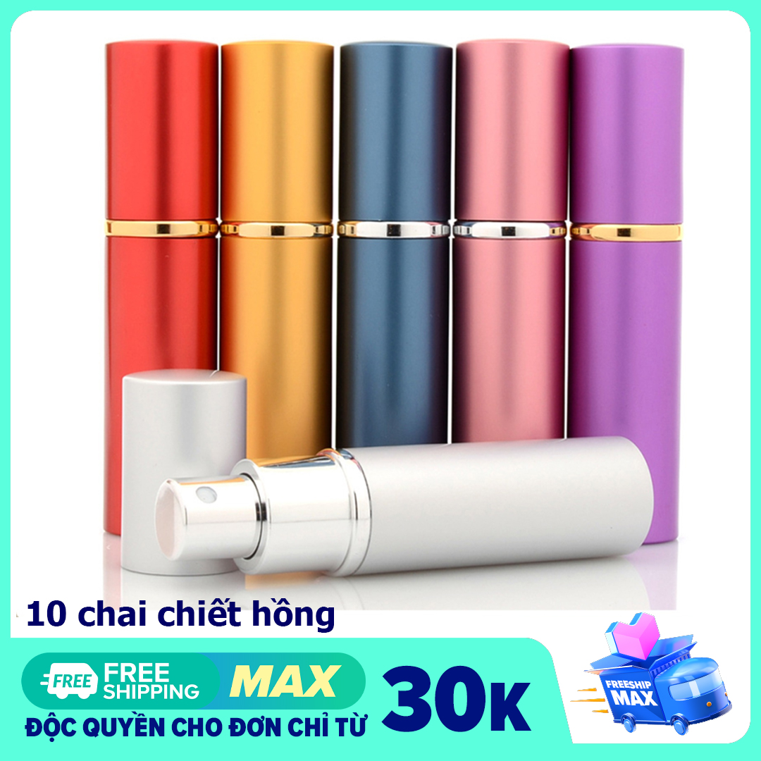 Chai chiết nước hoa 10ml vỏ nhôm xịn xò ( Bạc- Hồng)