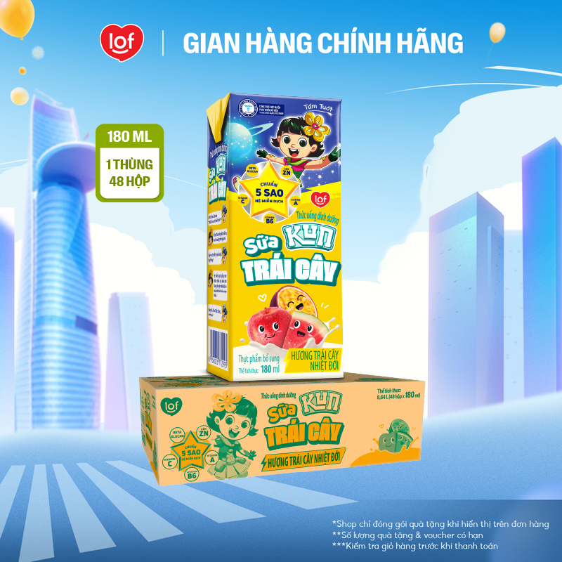 Sữa trái cây KUN vị trái cây thùng 48 hộp x 180ml