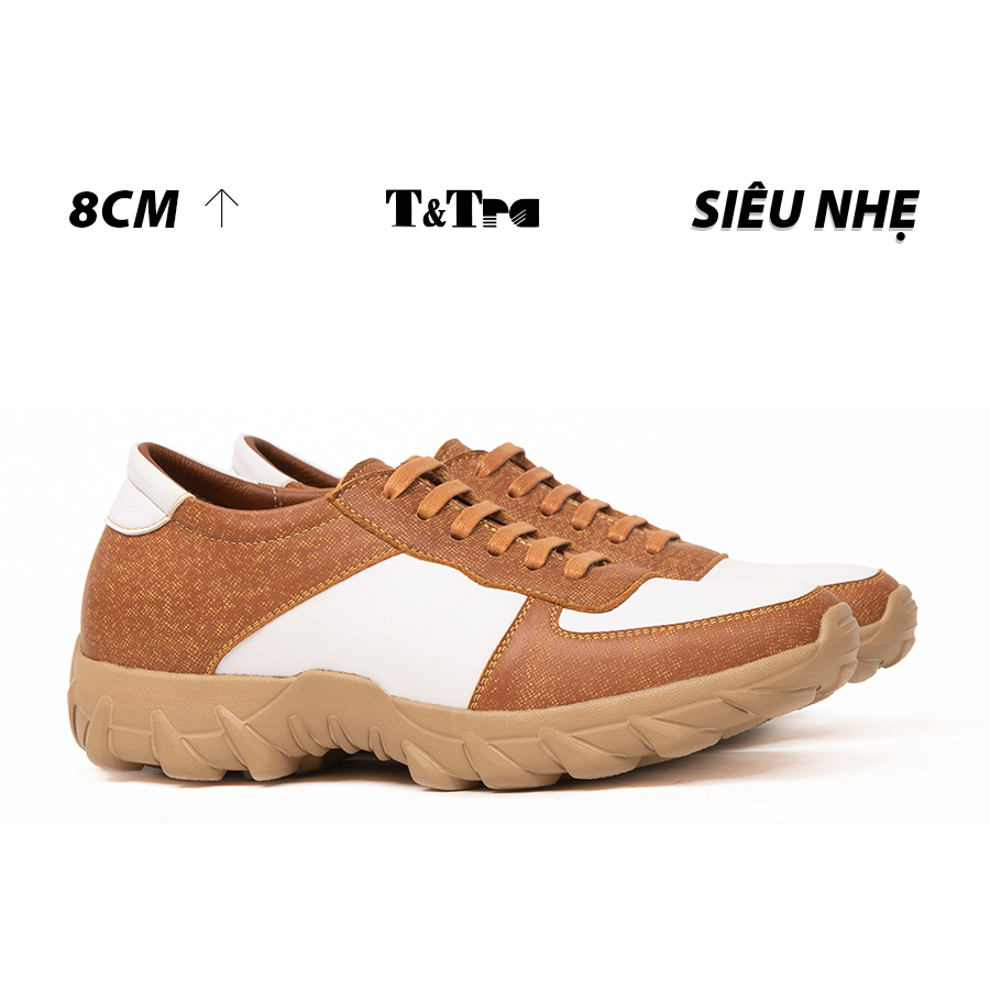 Giày đế cao nam t&tra t150 trắng vàng cao 8cm