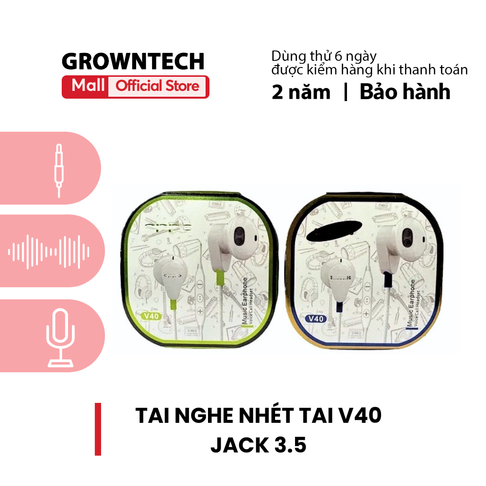 Tai nghe nhét tai V40 jack 3,5mm chống ồn cực tốt âm thanh HIFI kèm hộp meka đa năng cao cấp