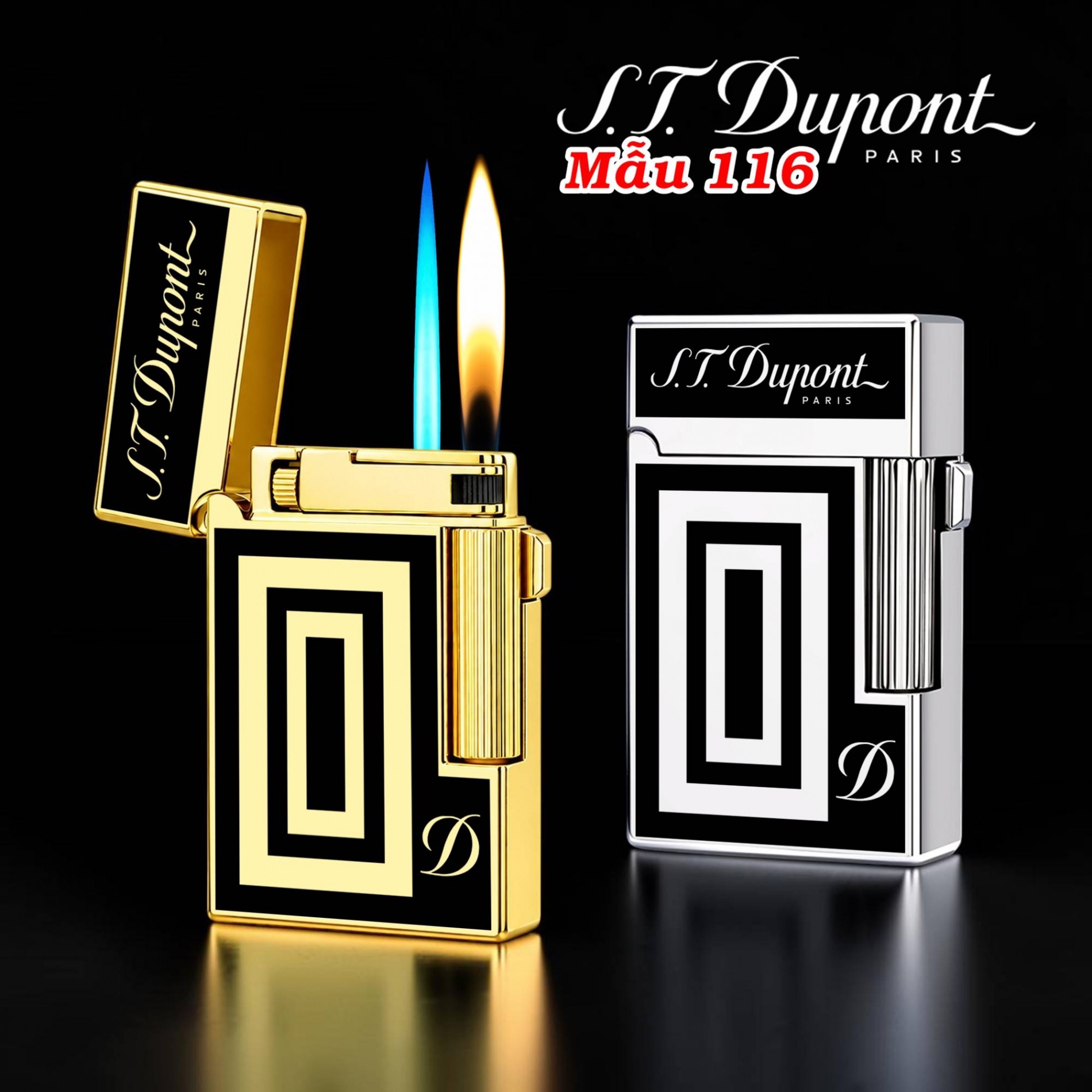 BẬT LỬA DUPONT 2 CHẾ ĐỘ LỬA CHỮ D M-116 (S.T. DUPONT) - (XAI GAS)