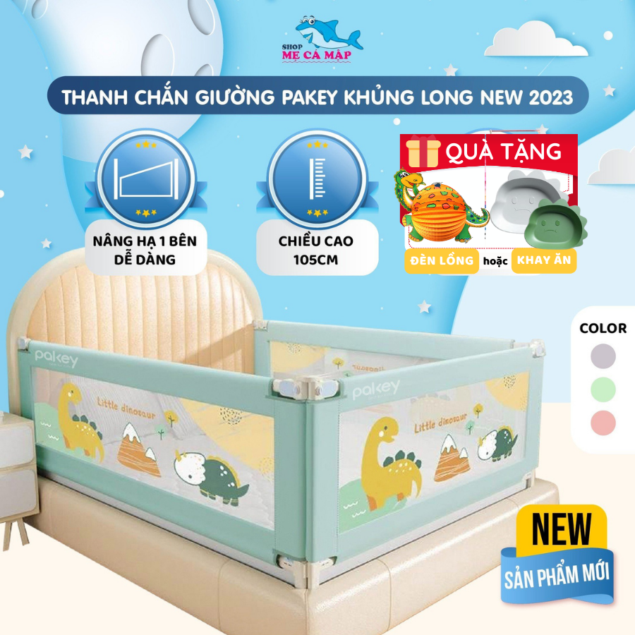 Thanh chắn giường cho bé SALE giá nhập chặn giường Pakey dạng trượt cao tối đa 105cm có 3 màu phù hợp bé trai bé gái