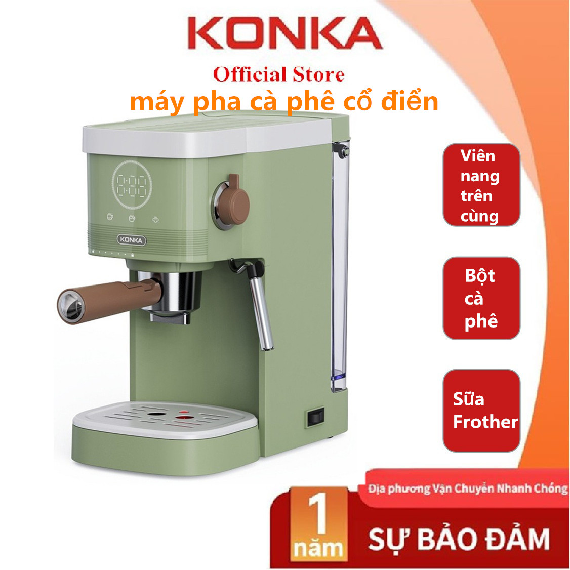 Konka 20bar 3in1 espresso ý cổ điển cổ điển của ý cofee maker maker coffee powder kopi