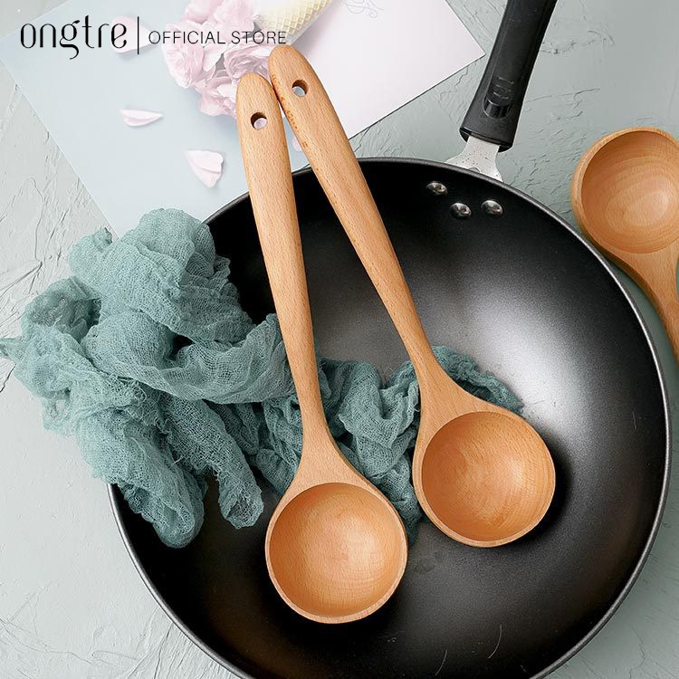 Muôi múc canh, vá sạn ongtre bằng gỗ sồi cao cấp tiện dụng