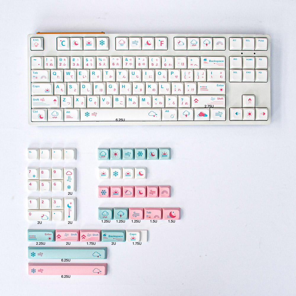 Bộ nút bàn phím cơ keycap weather pbt dyesub - xda profile - 132 nút