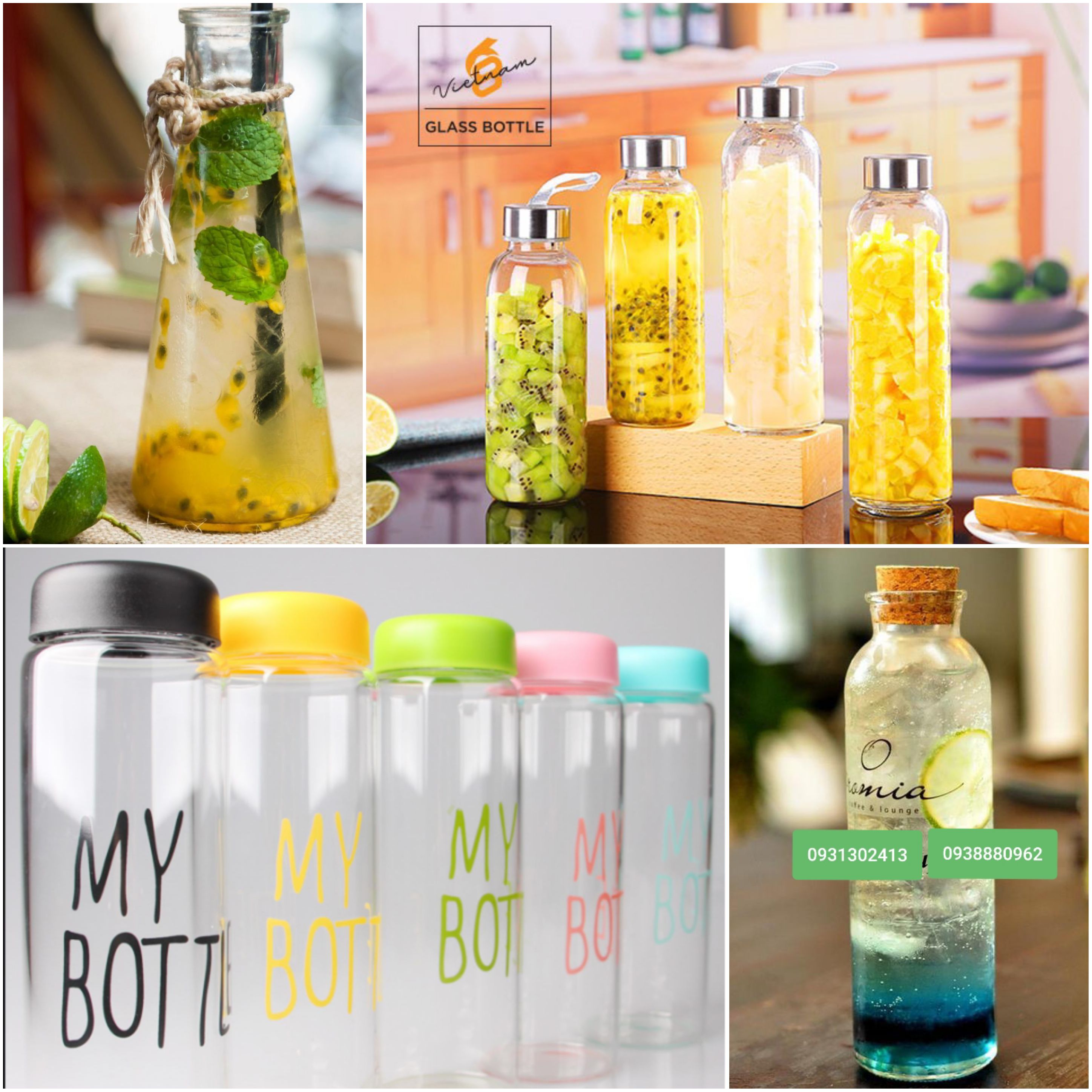 Combo 5 chai thủy tinh từ 300ml - 500ml các loại ( chọn 1 trong các cấu hình )