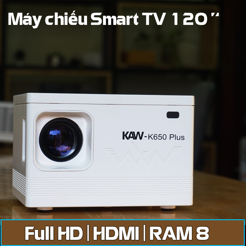 Máy chiếu android KAW K650plus xem phim, máy chiếu không dây KAW, Hệ điều hành android tải Youtube, Netflix- Hình ảnh rộng, âm thanh hay, hàng chính hãng