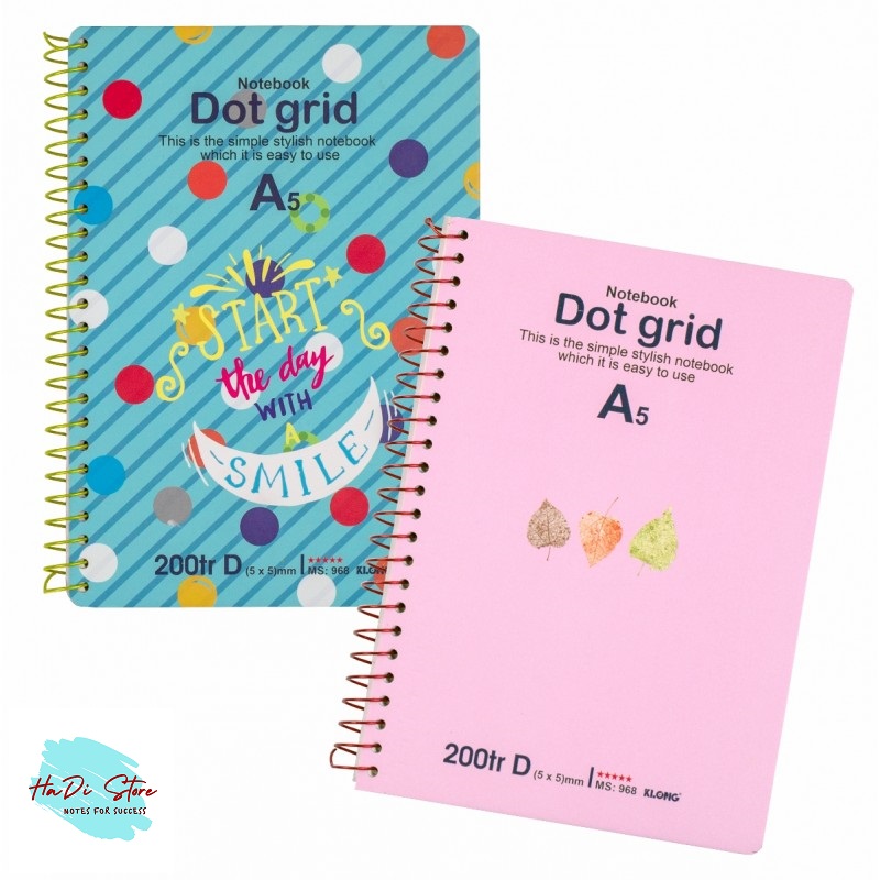Klong sổ lò xo đơn dot grid a5 - 200trang