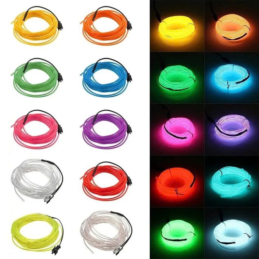 Dây Đèn LED Neon Đèn Trang Trí Nội Thất Ô Tô Tiệc Hóa Trang Halloween Đổi Màu Lắp Đặt Dễ Dàng Đèn Pha Tự Động RGB