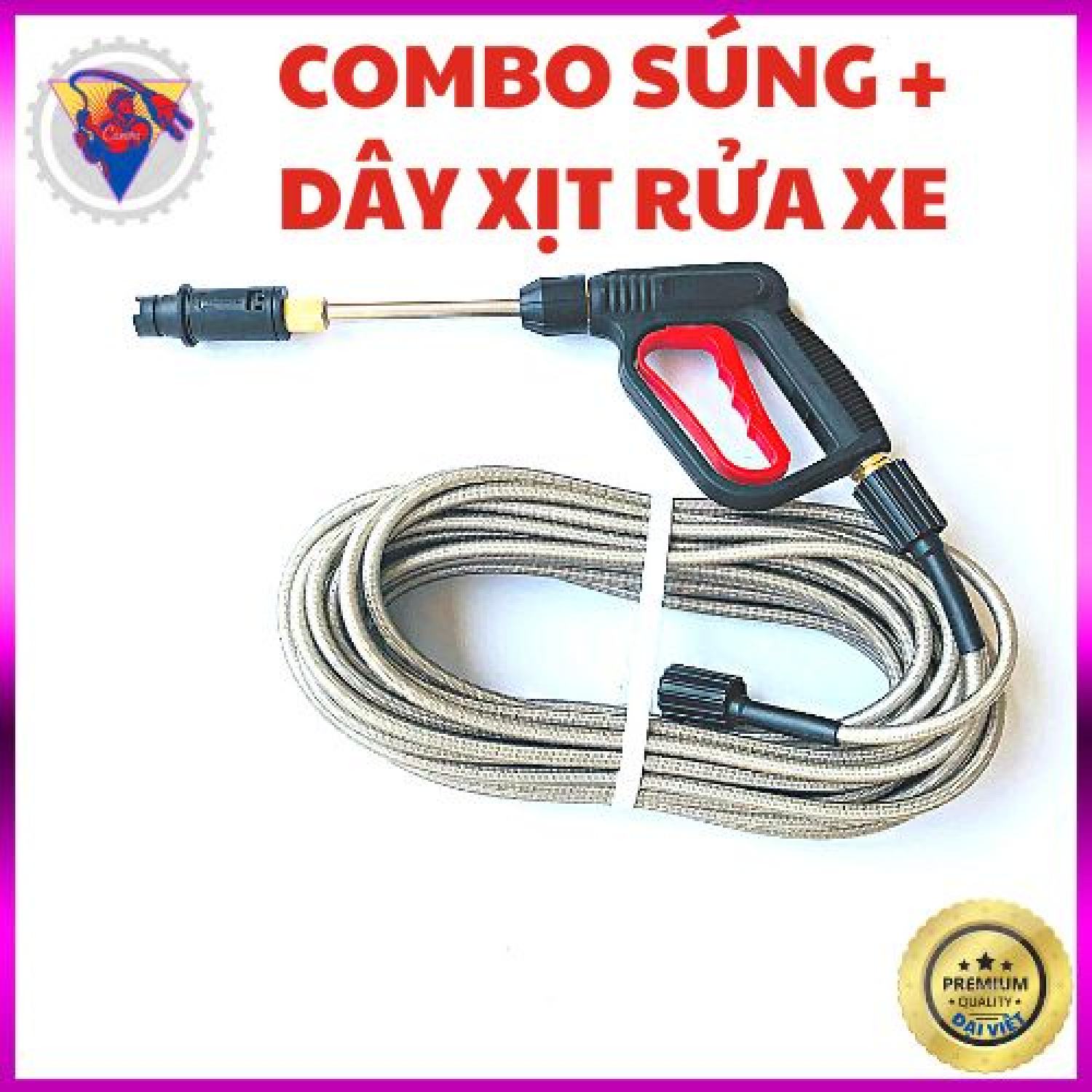 Combo dây xịt rửa xe + súnɡ rửa xe cao áp, dây rửa xe 10m, 15m, 20m