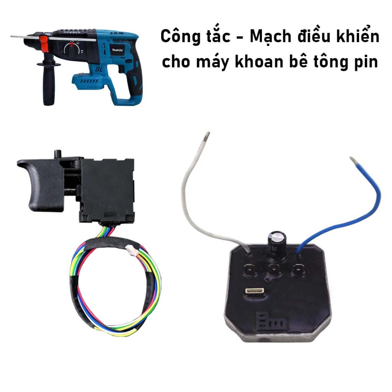 Công tắc - mạch điều khiển cho máy khoan bê tông chạy pin