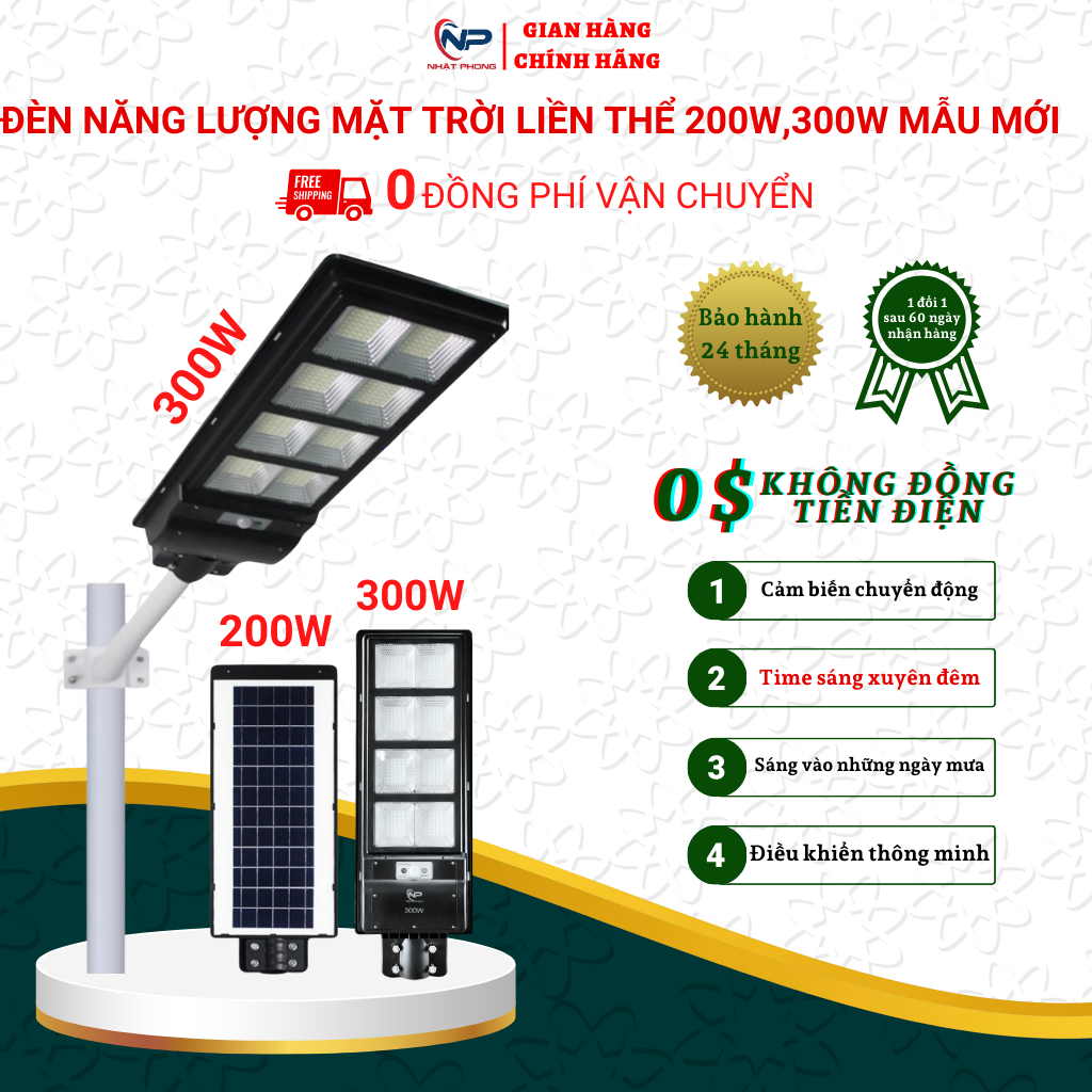 [Quà 20k]Đèn năng lượng mặt trời SHOPNHATPHONG đèn led sân vườn liền thể đơn 200W,300W, 400W,500W đèn liền pin, cảm biến ánh sáng, điều khiển từ xa, chống nước IP65, quà tặng 2 cuộn băng keo