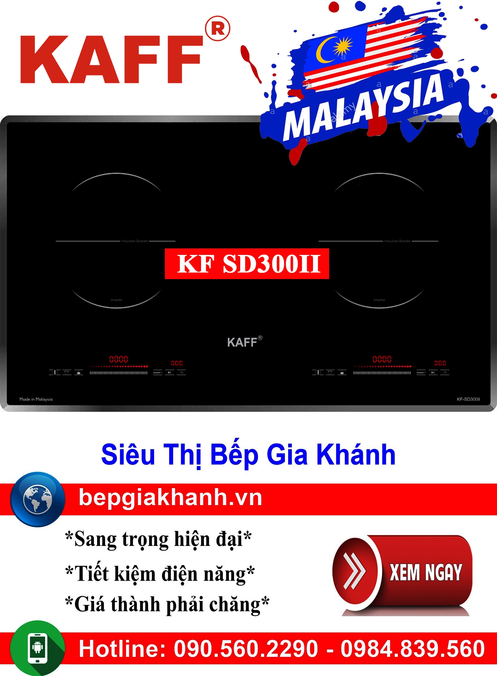 Bếp từ đôi cao cấp Kaff KF SD300II nhập khẩu Malaysia bếp từ bếp điện từ bếp từ đôi bếp điện từ đôi bếp từ giá rẻ bếp điện từ giá rẻ bếp từ đơn bep tu don bep tu