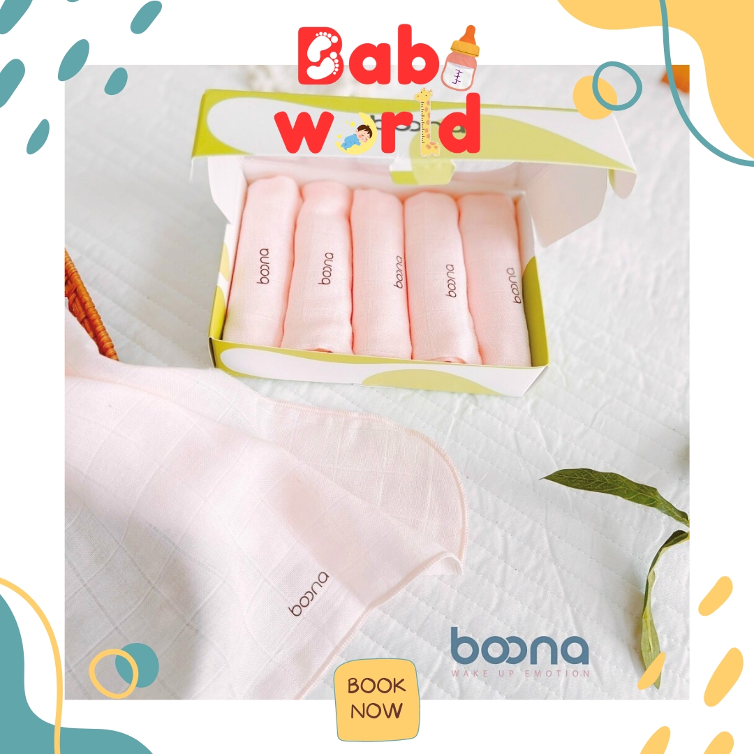 TẶNG Khăn Sữa Set 5 Khăn Sữa Sợi Tre BOONA DOLPHIN Mềm Mịn Kháng Khuẩn Chống Bám Bẩn Không Bụi Vải Thấm Hút Nhanh Dùng Rửa Mặt Tắm Cho Bé Sơ Sinh Kích thước 30x30cm