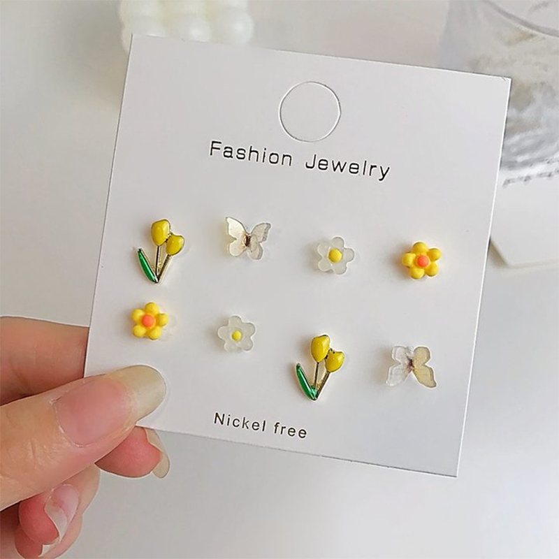 Bông tai Stud SetHoa đầy màu sắc Butterfly Stud Set Phụ kiện nữ Trang sức GOOGEOL