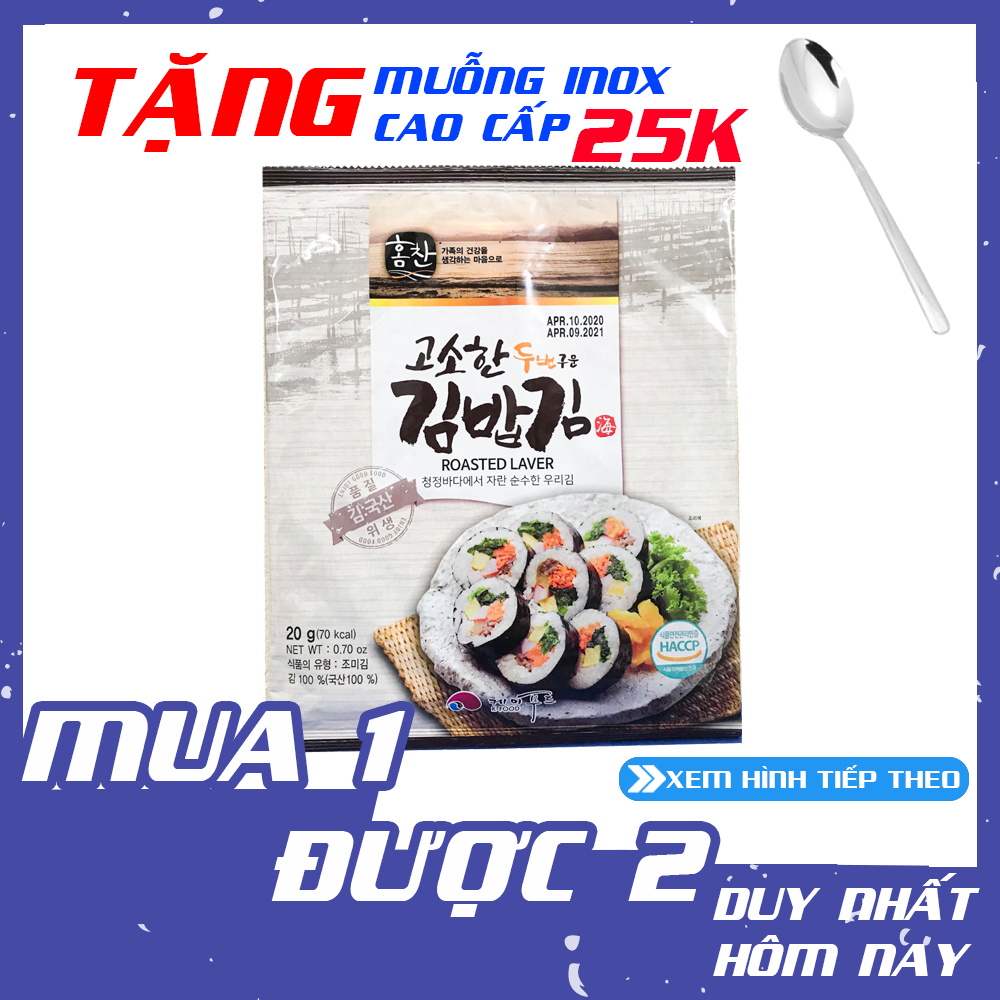 MUA 1 ĐƯỢC 2, Lá kim cuộn cơm làm kimbap K-Food 20g loại 10 lá Hàn Quốc, lá kim rong biển sấy khô làm kimbap, lá kim rong biển ăn liền, thực phẩm chay giảm cân tốt cho sức khỏe, nguyên liệu làm sushi, đồ ăn vặt