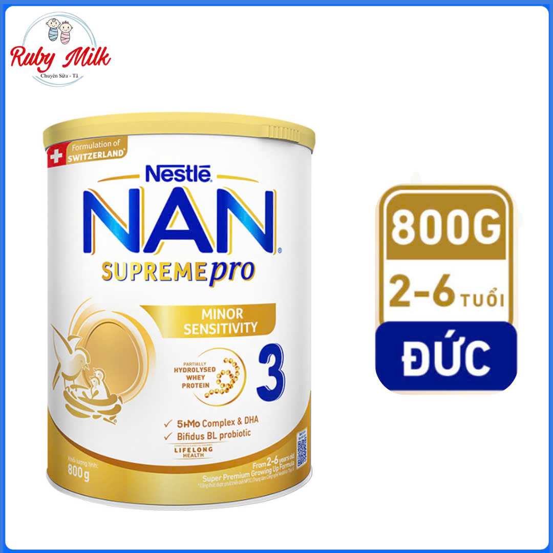 [Date 5.2026] Sữa Bột NAN Supreme Pro số 3 Lon 800g - Cho bé 2 - 6 Tuổi