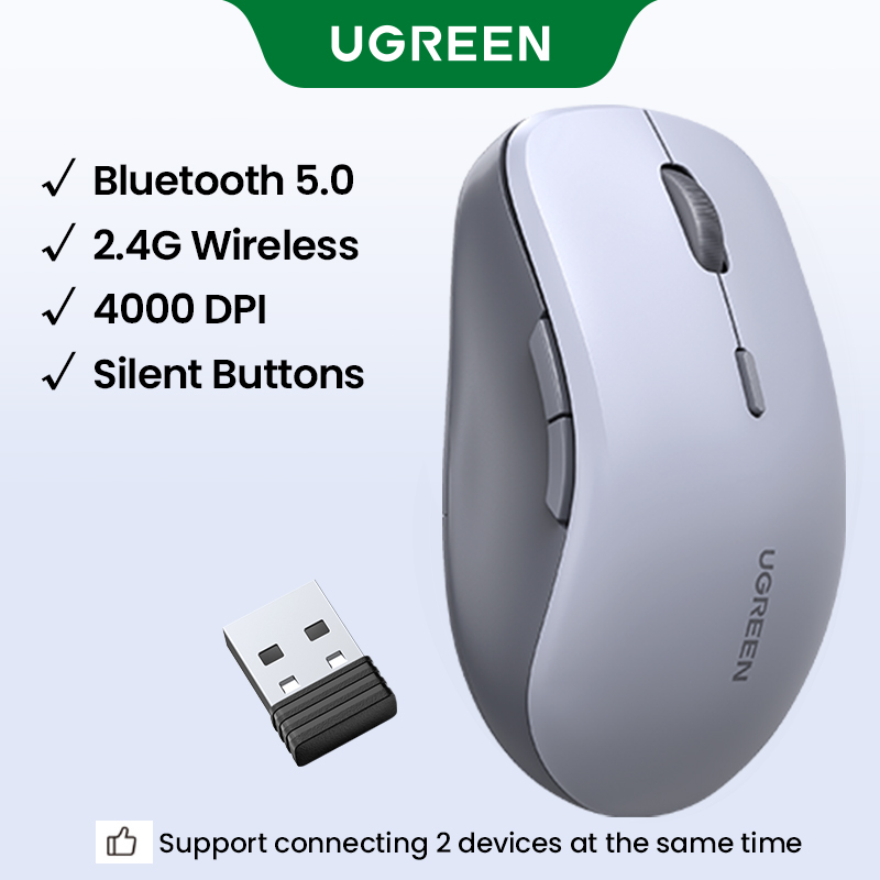 UGREEN Bluetooth 2.4G Wireless Ergonomic Silent Mouse 4000DPI for MacBook Tablet Laptop Computer Desktop PC Model: 25992