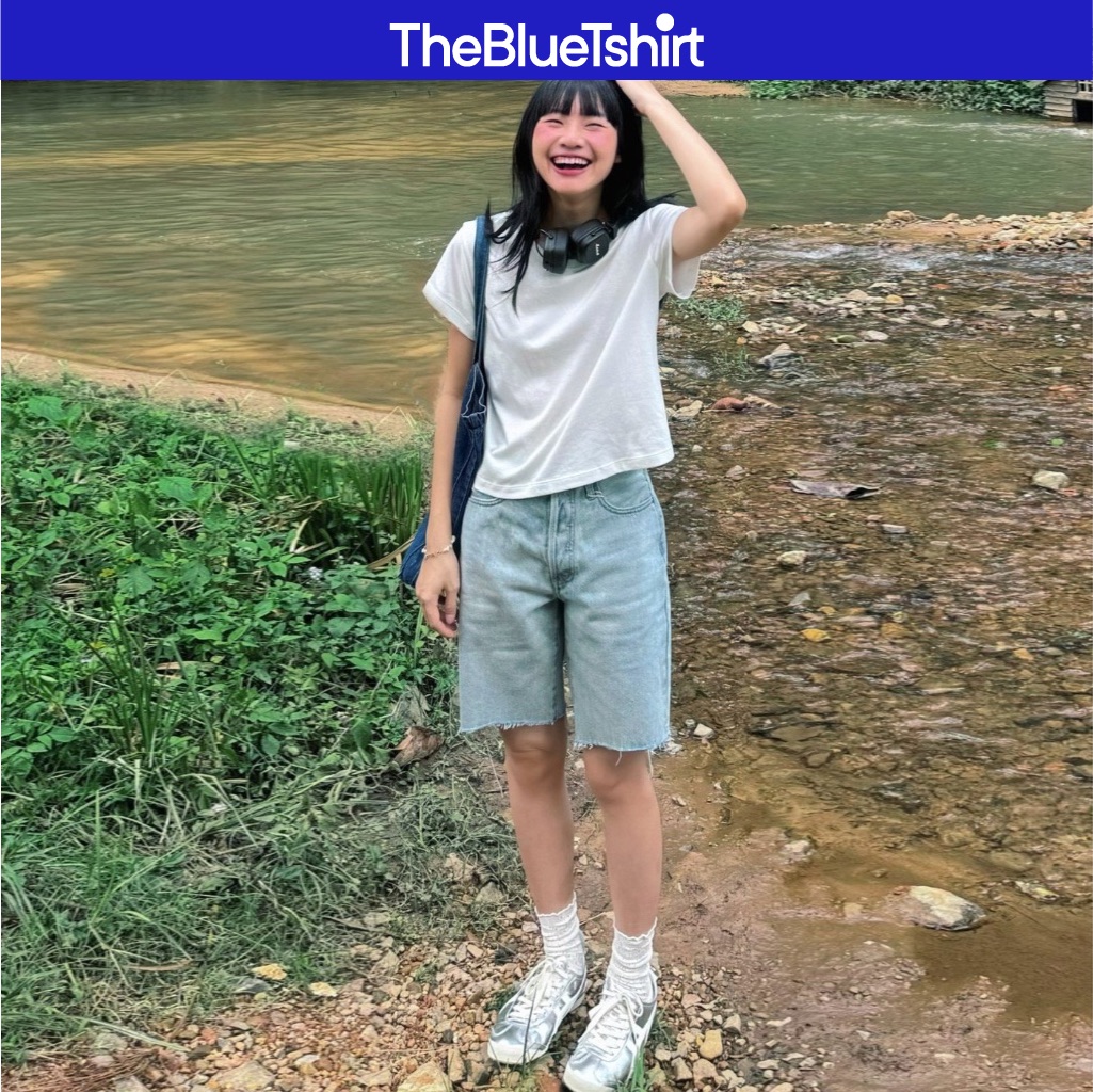 Thebluetshirt - quần short jeans nữ - rolling in short - blue wash