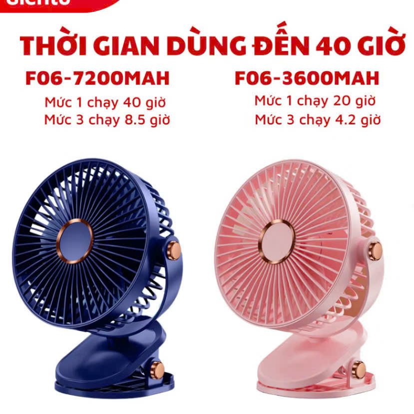 Quạt Tích Điện Kẹp Bàn Mini 5 Mức Gió Có Đèn LED, Cao Cấp Đa Năng Màu Ngẫu Nhiên Cao Cấp