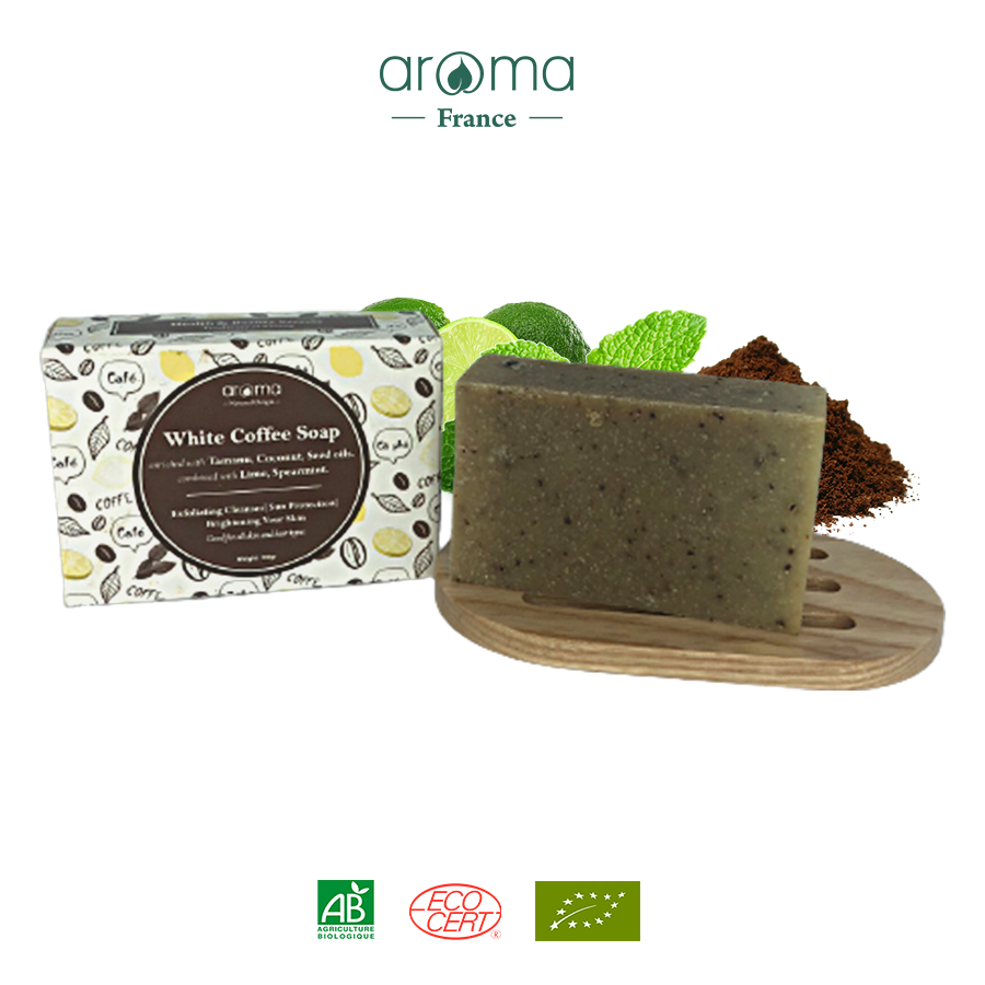 Xà Phòng Thủ Công Aroma Cà Phê Bạc Hà Coffee Handcrafted Soap  Tẩy Tế Bào Sáng Mịn Da, gội đầu mượt bông dày tóc