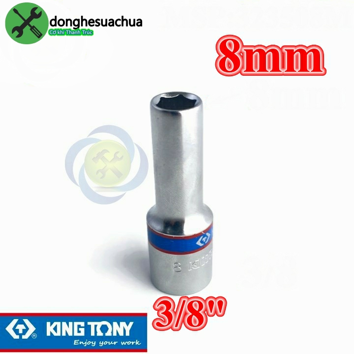 Tuýp 8mm loại 3/8 dài 63mm có 6 cạnh màu trắng kingtony 323508m