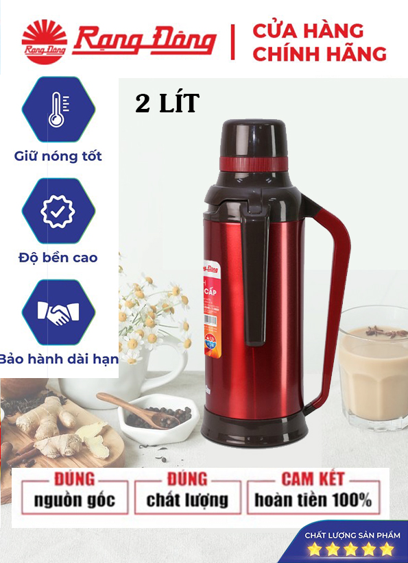 Phích nước rạng đông 2 lit cao cấp, bình thuỷ giữ nhiệt đựng nước nóng, model: rd 2035 st1.e.
