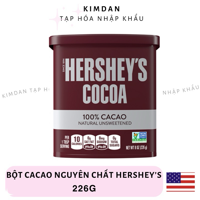 [HÀNG MỸ CHÍNH HÃNG] BỘT CACAO HERSHEY’S COCOA NGUYÊN CHẤT 226G