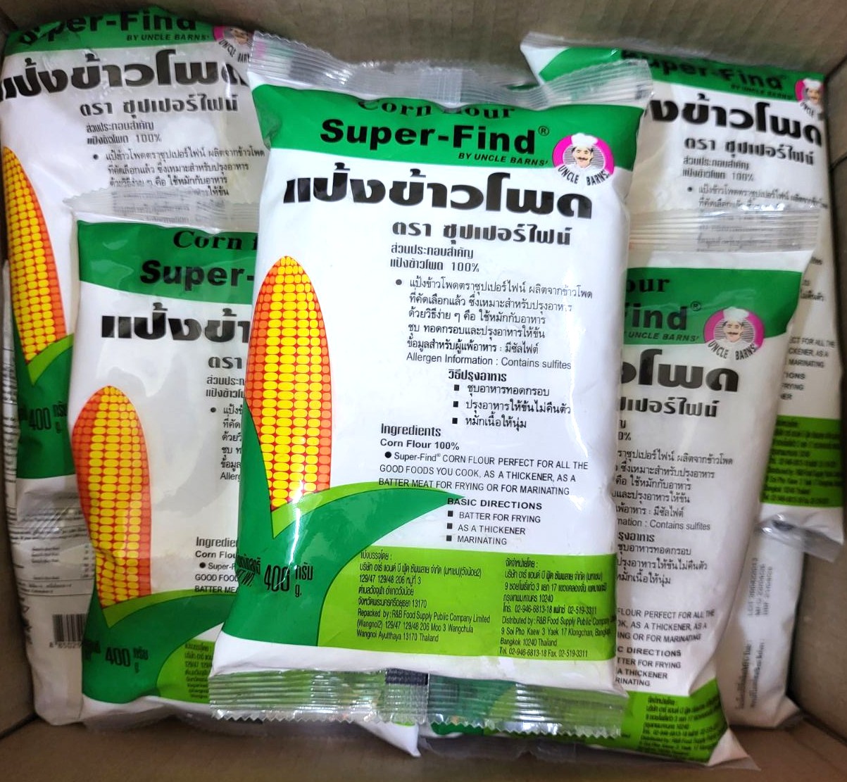 THÙNG 12 gói 400g -- BỘT BẮP THÁI LAN UNCLE BARNS Super Find Corn Flour (HALAL)