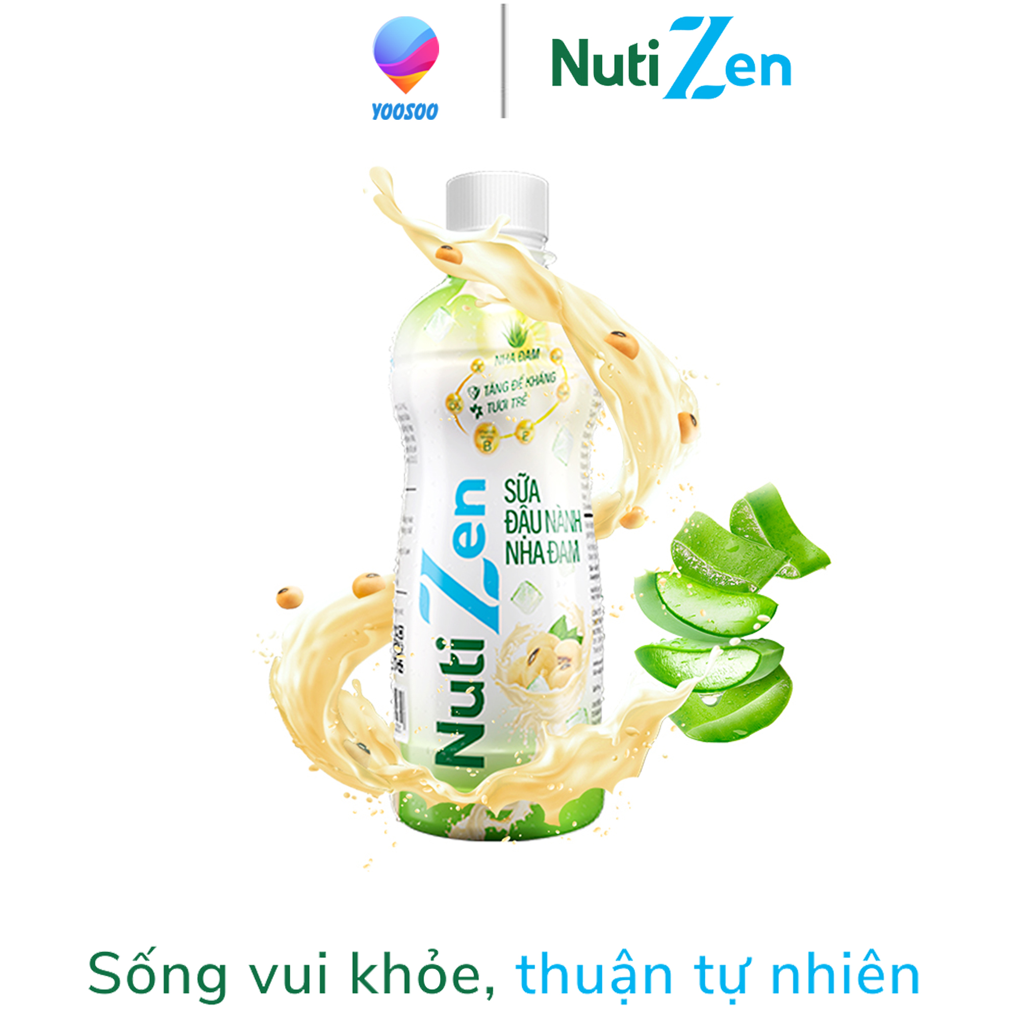 Chai sữa đậu nành nha đam nutizen chai pet 290ml - thương hiệu nutifood - ttgt89