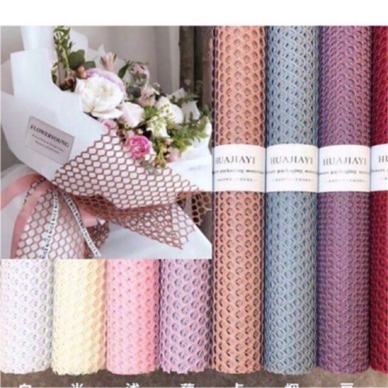 Cuộn lưới gen lỗ tổ ong - lưới gói hoa -giấy gói hoa-đồ trang trí 60cm*5M