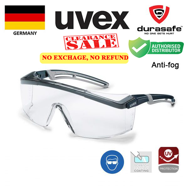 Kính UVEX 9164187 Astrospec 2.0 Spectacles Black Grey (Anti-fog, anti-scratch) chống đọng sương,tặng kèm hộp chống sốc và khăn lau kính