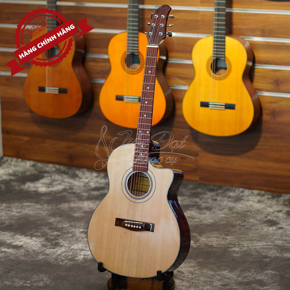 Guitar Acoustic Vietnam ga-10el, flock side wood pine quality
