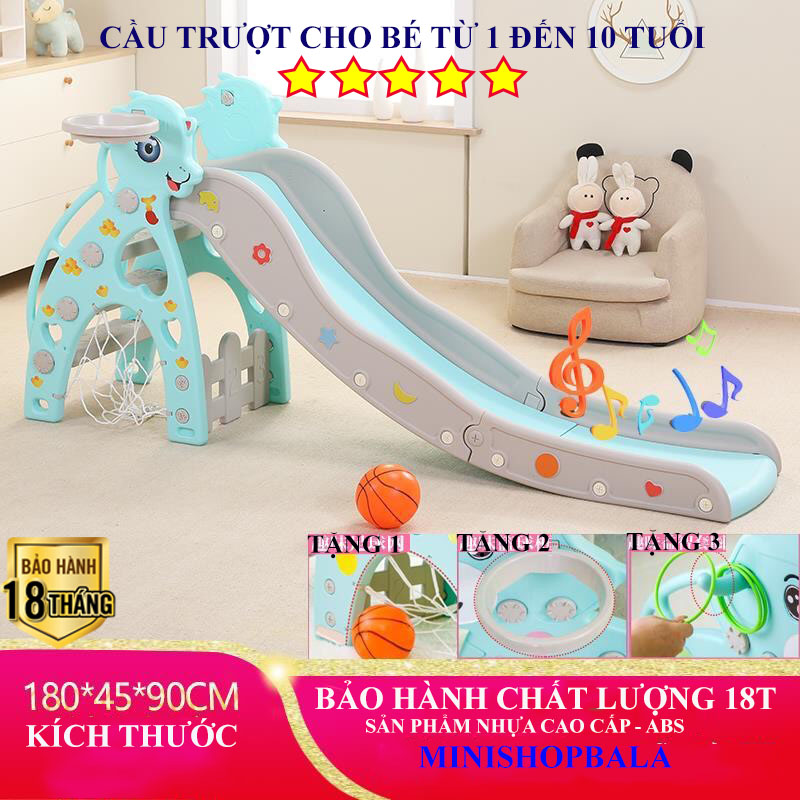 cầu trượt cho bé 1 đến 10 tuổi dài 180cm,cao 90cm,rộng 45cm,tặng kèm 03 bộ sản phẩm.