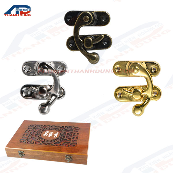 Khóa gài hộp gỗ chốt cong-kèm t