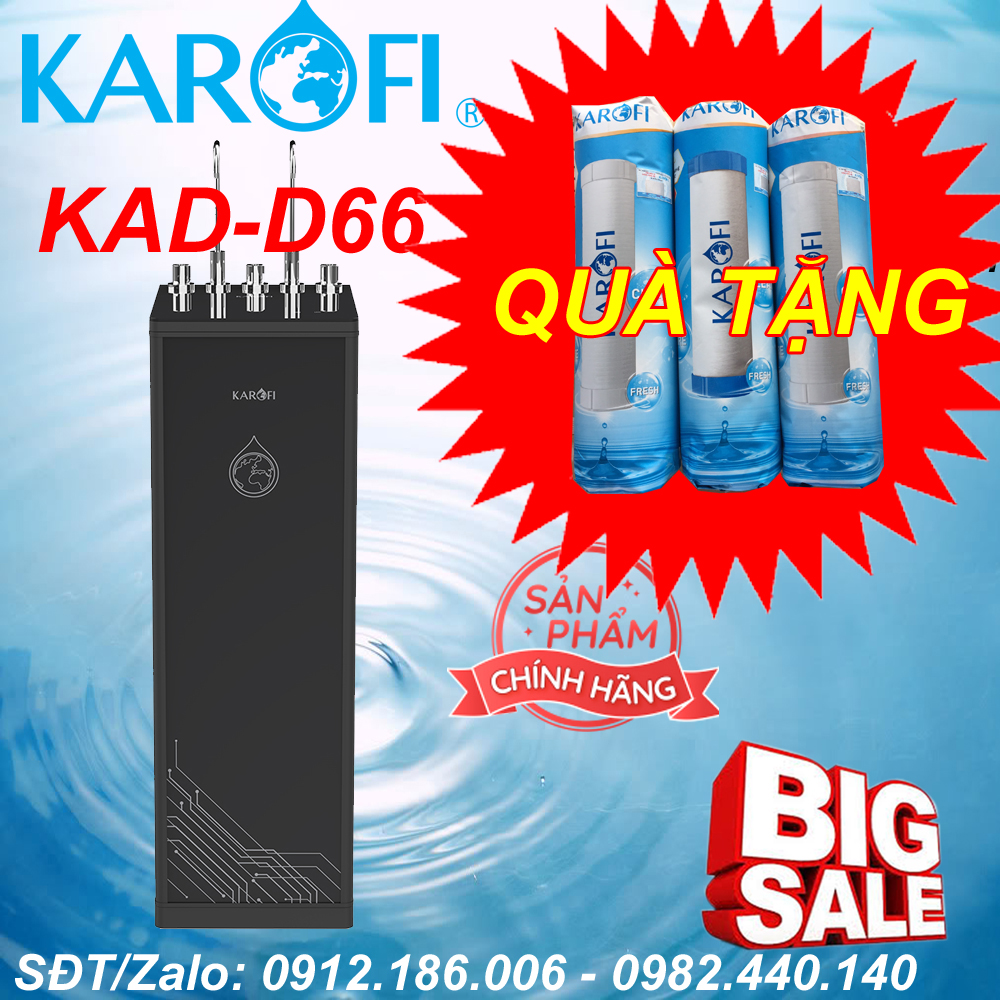 Máy lọc nước ro nóng lạnh karofi kad-d66 11 lõi - hàng chính hãng