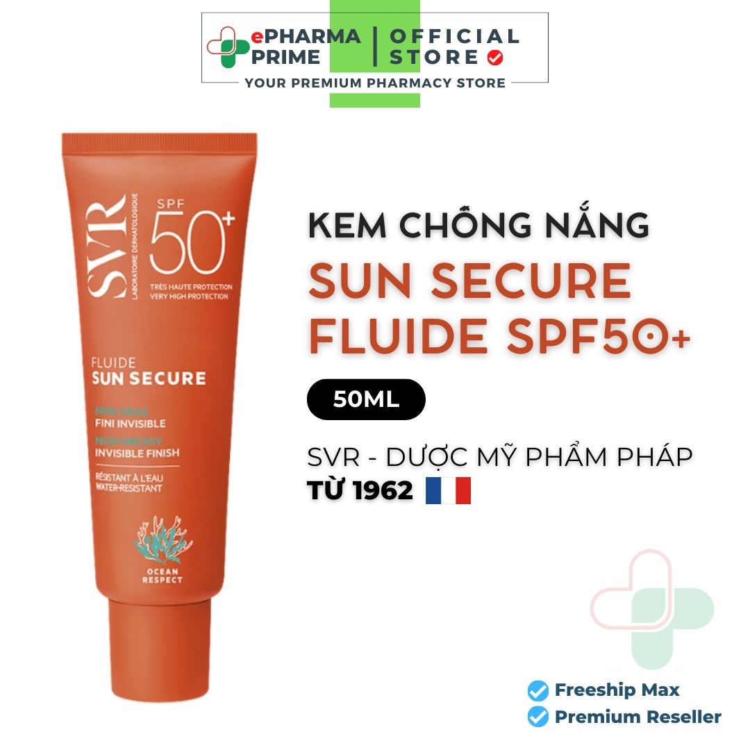 Kem chống nắng svr sun secure fluide spf50+ trong suốt và không gây nhờn da 50ml